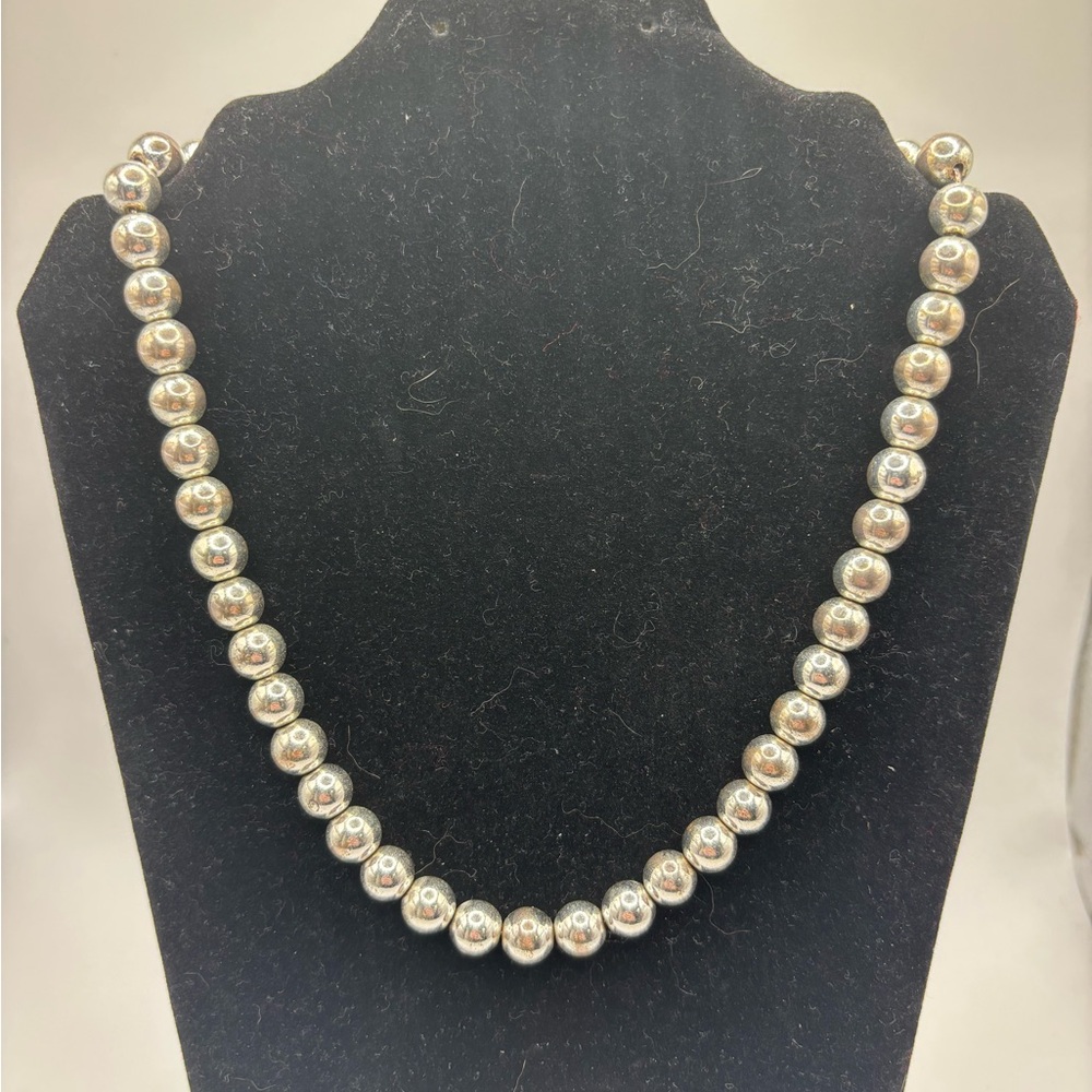 Classic Silver Beaded Necklace